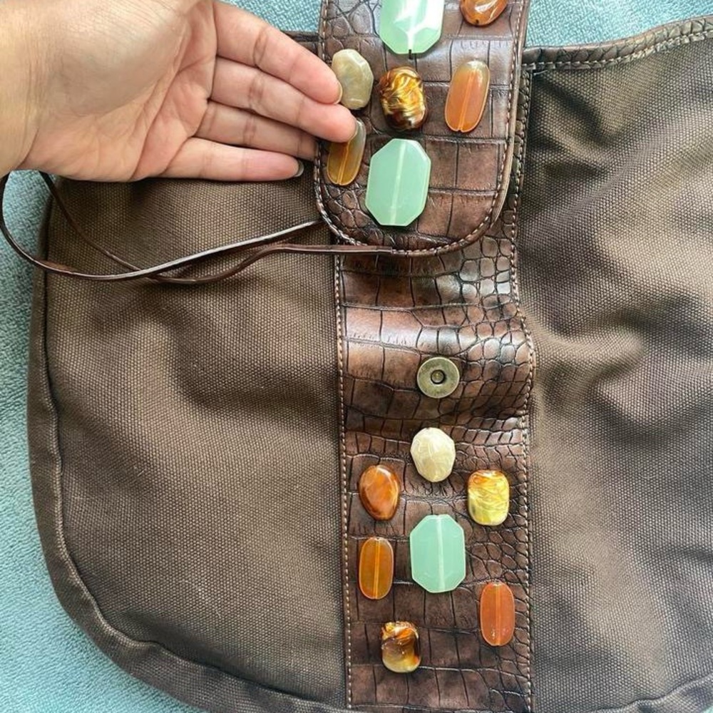 Brown Beaded Women's Bag - Picture 3 of 6